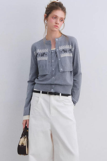 Gray Wool Cardigan Set