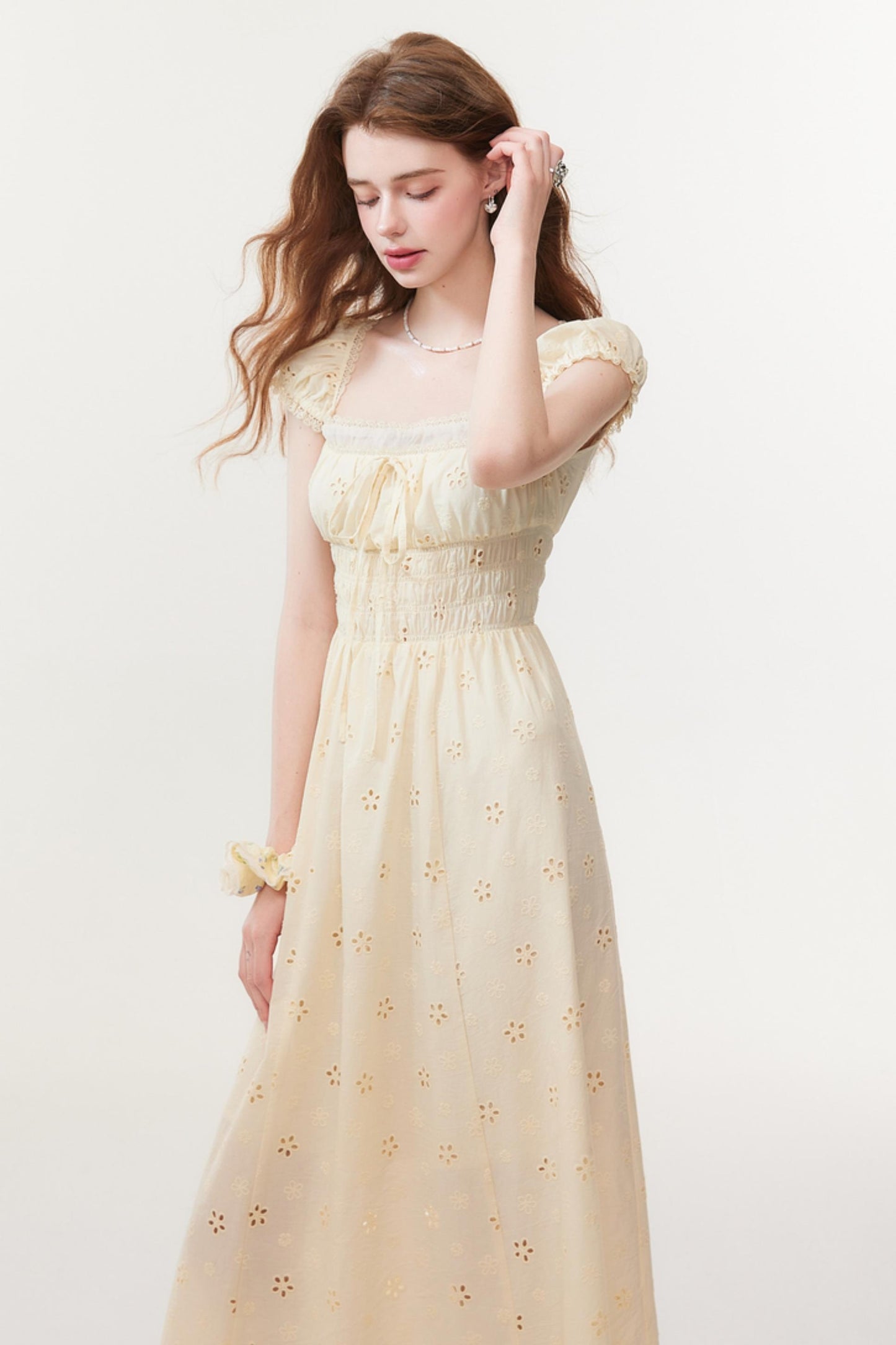 French Square Neck Maxi Dress