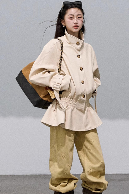 Pure Cotton Embossed High Waist Wide-Leg Jeans