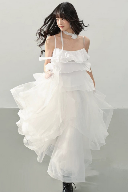 Neck Flower Ruffled Top