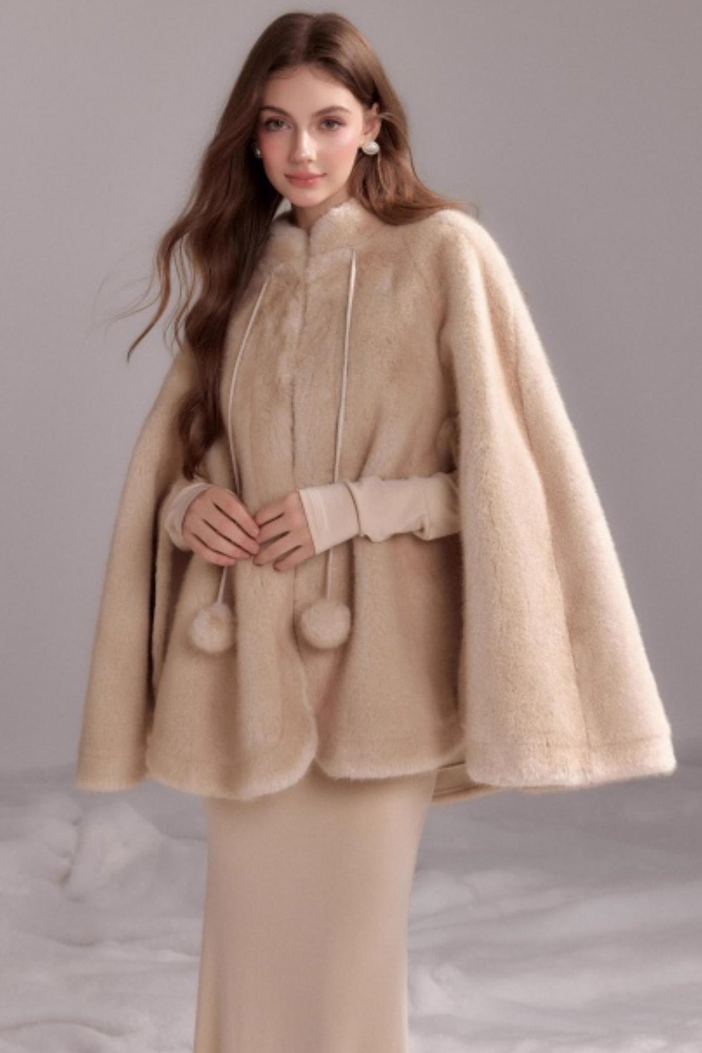 Chaqueta de pelo tipo chal de invierno Diosa de la Luna