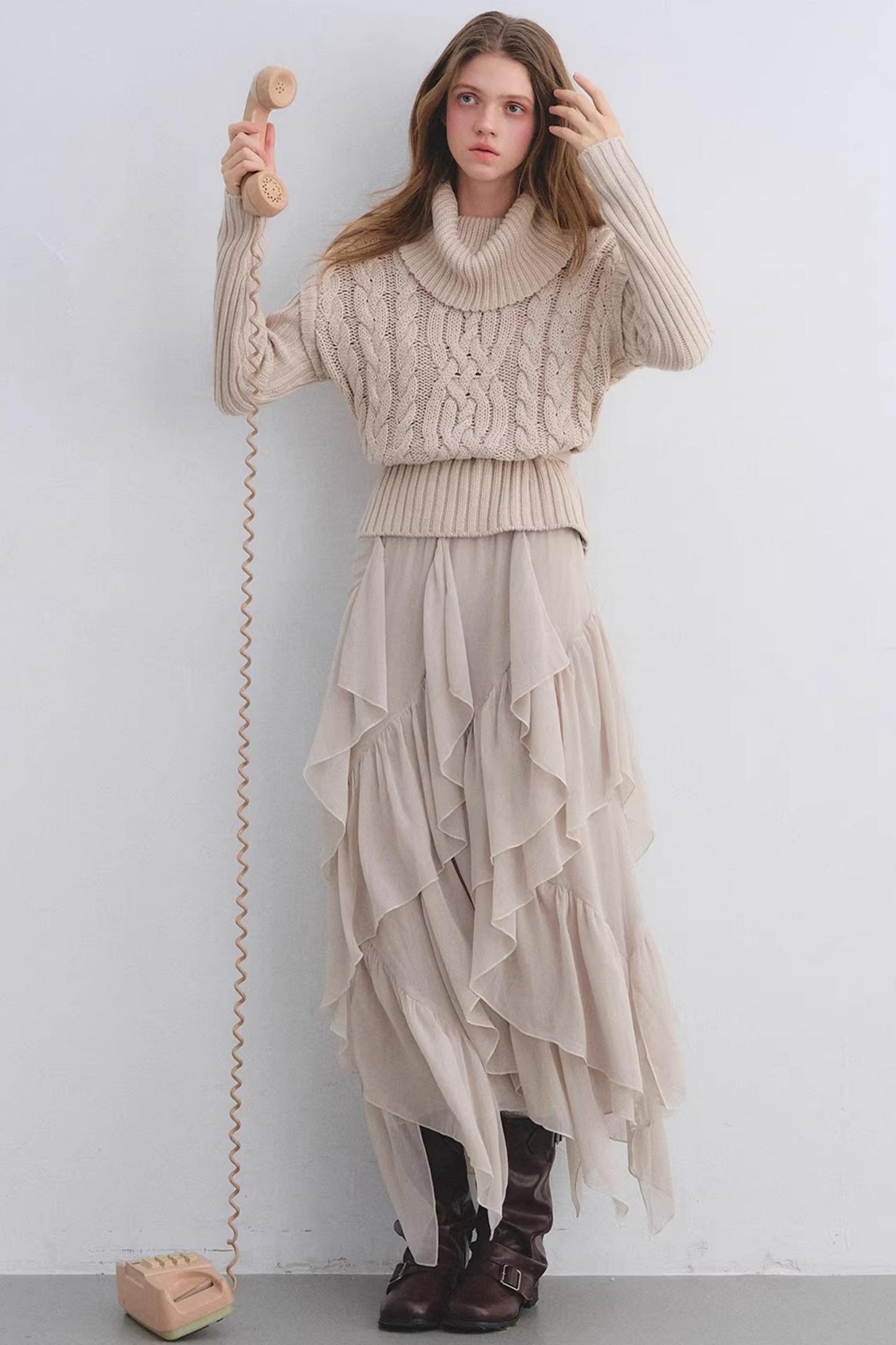 Elastic Chiffon Draping Skirt
