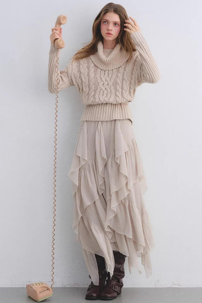 Elastic Chiffon Draping Skirt