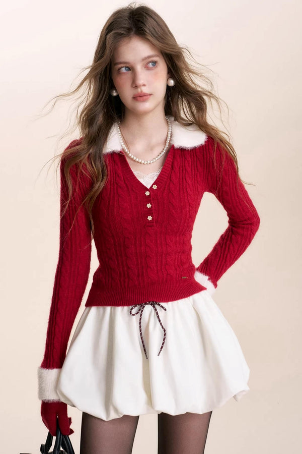 Cloud Soft Velvet Lapel Sweater