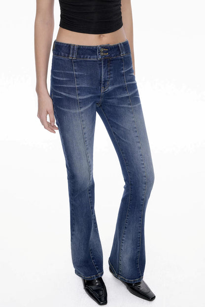 Deep Sea Blue Flared Denim Pants