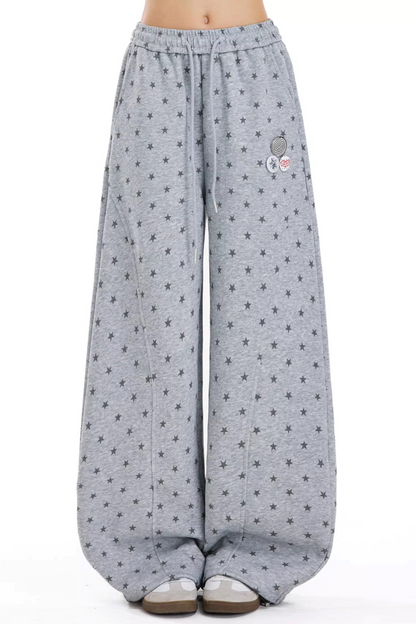 회색 별 프린트 스웨트팬츠