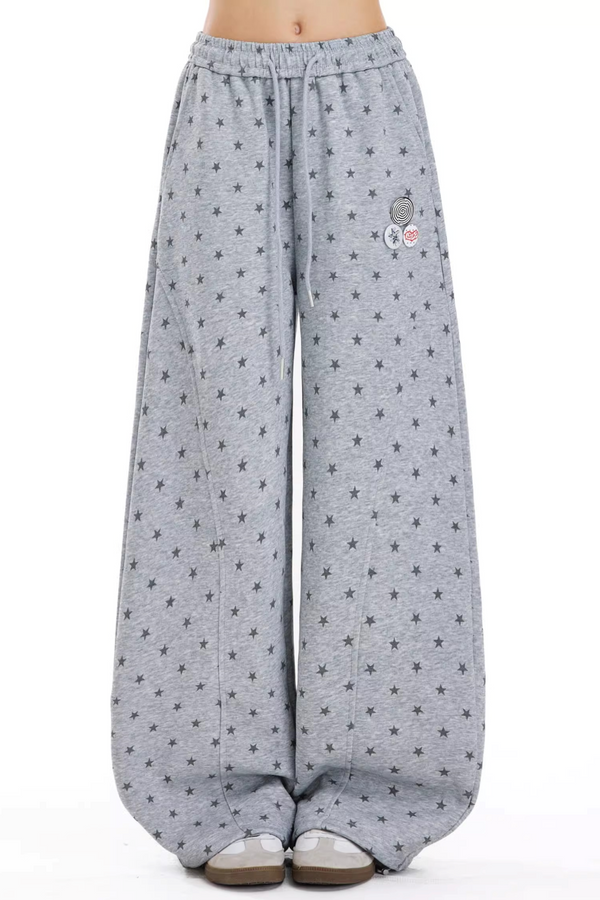 Gray Star Print Sweatpants