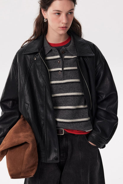 Autumn Black PU Leather Jacket
