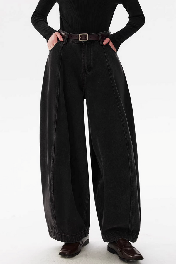 Retro Split Curved Denim Pants