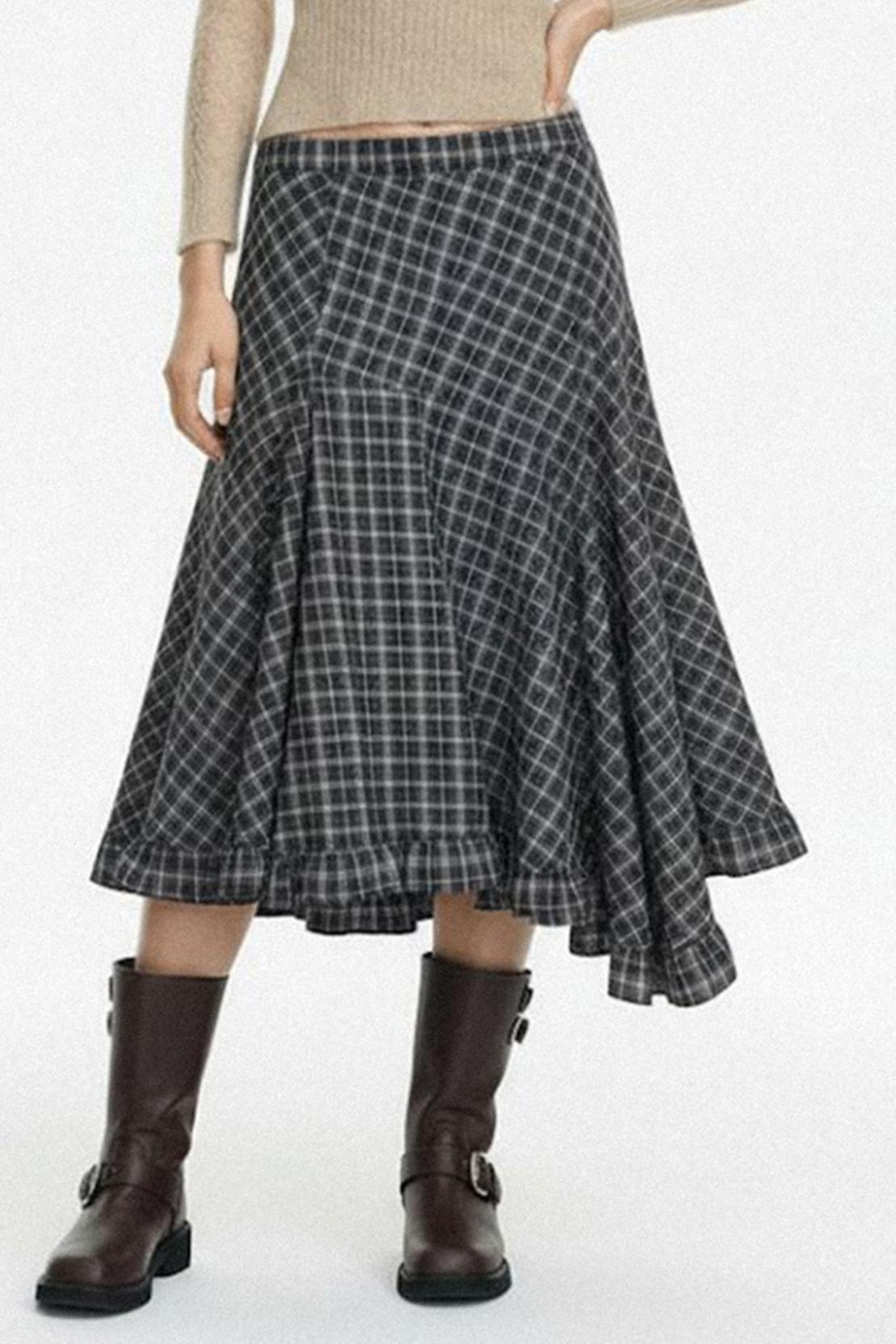 Vintage Check A-Line Skirt
