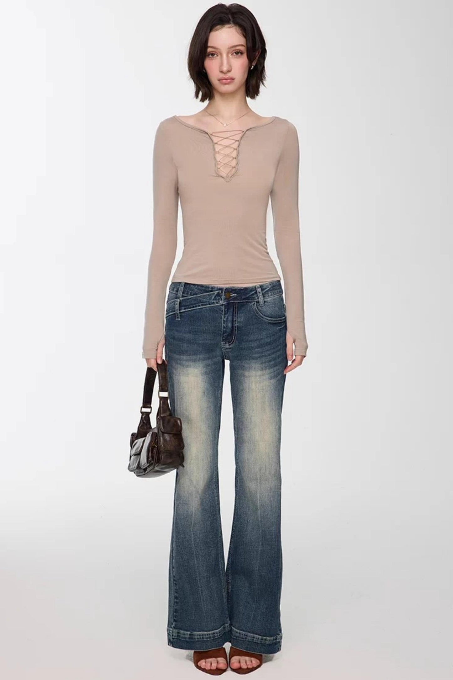 Retro Washed Flared Denim Pants