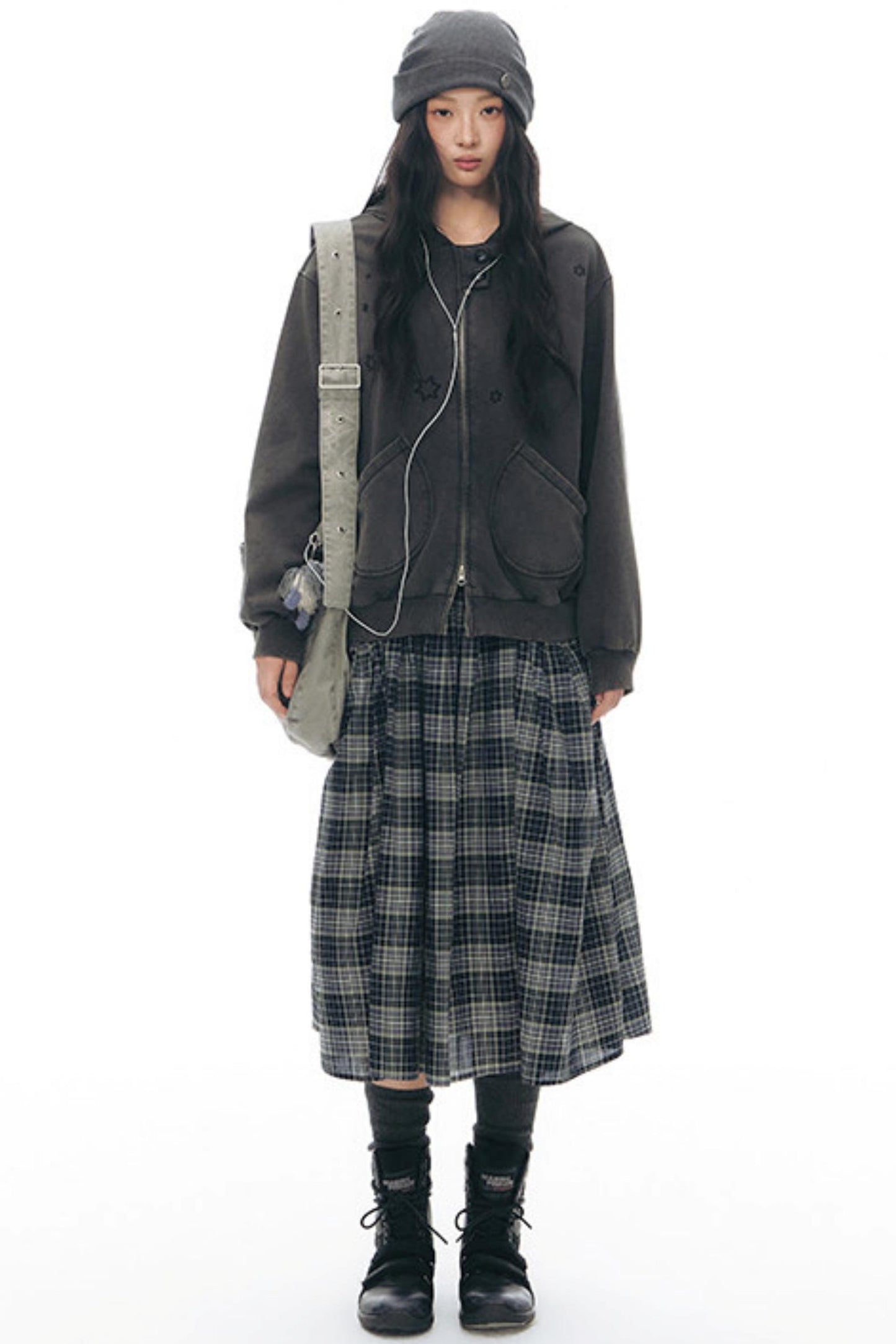 Retro Plaid Umbrella Skirt