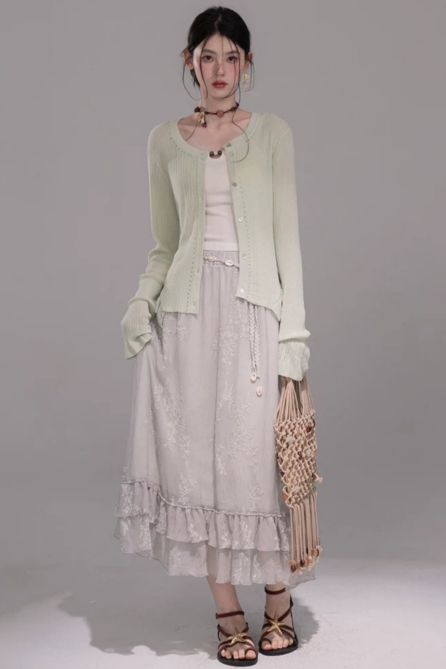 Wolkenweiß Strickjacke