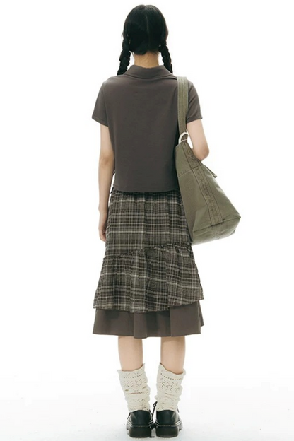 Patchwork Polo Knit Top
