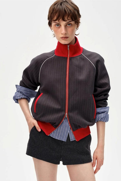 Retro Double Zipper Slim Jacket