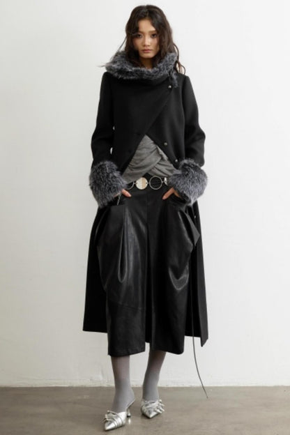 Retro Wool Fur-Collar Coat