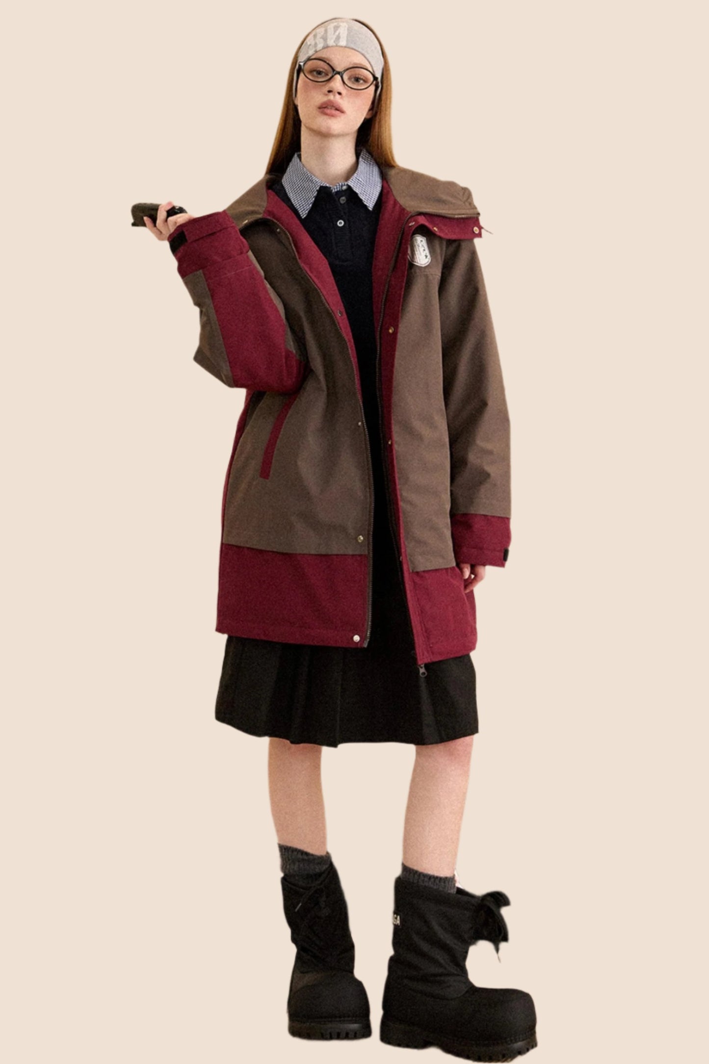 Retro Lapel Mid-Length Down Jacket