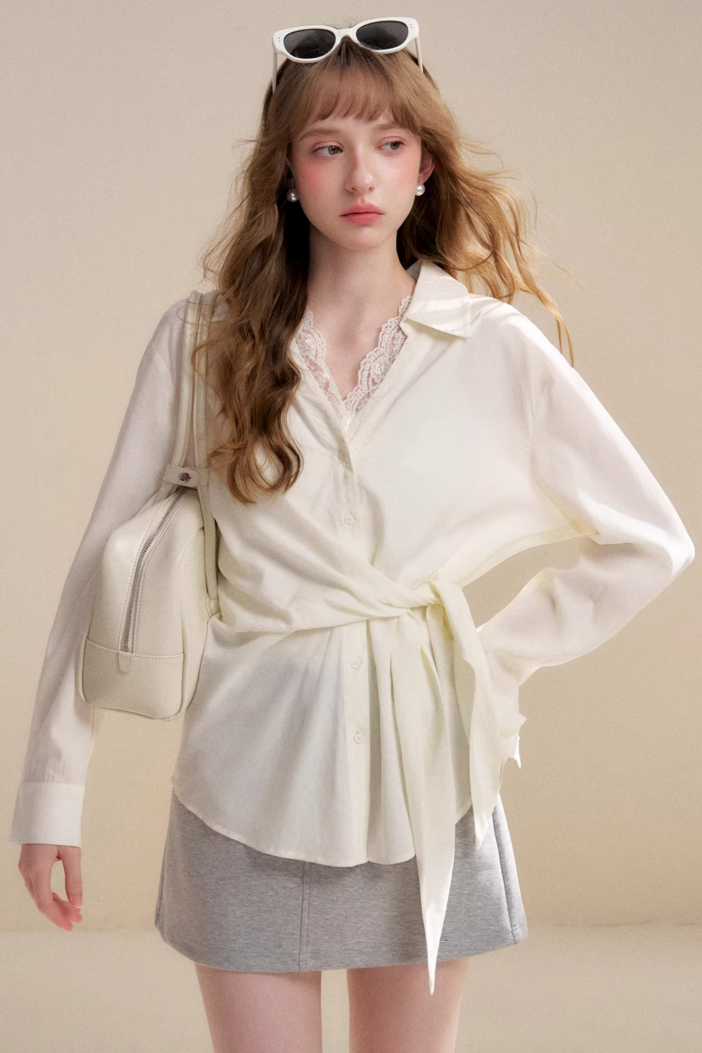 Romantische Tencel-Bluse mit Spitze