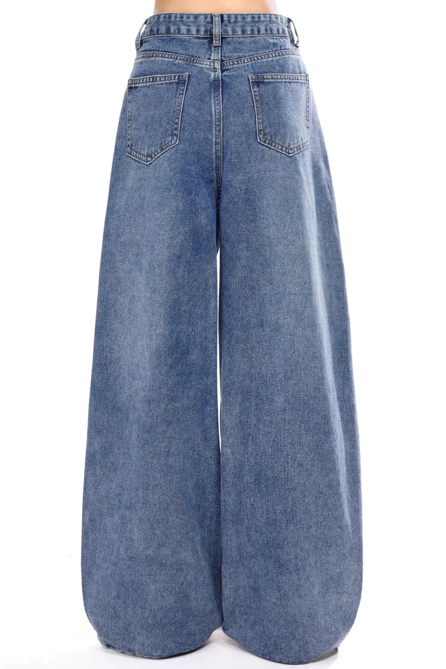 디스트레스드 빈티지 와이드 레그 팬츠