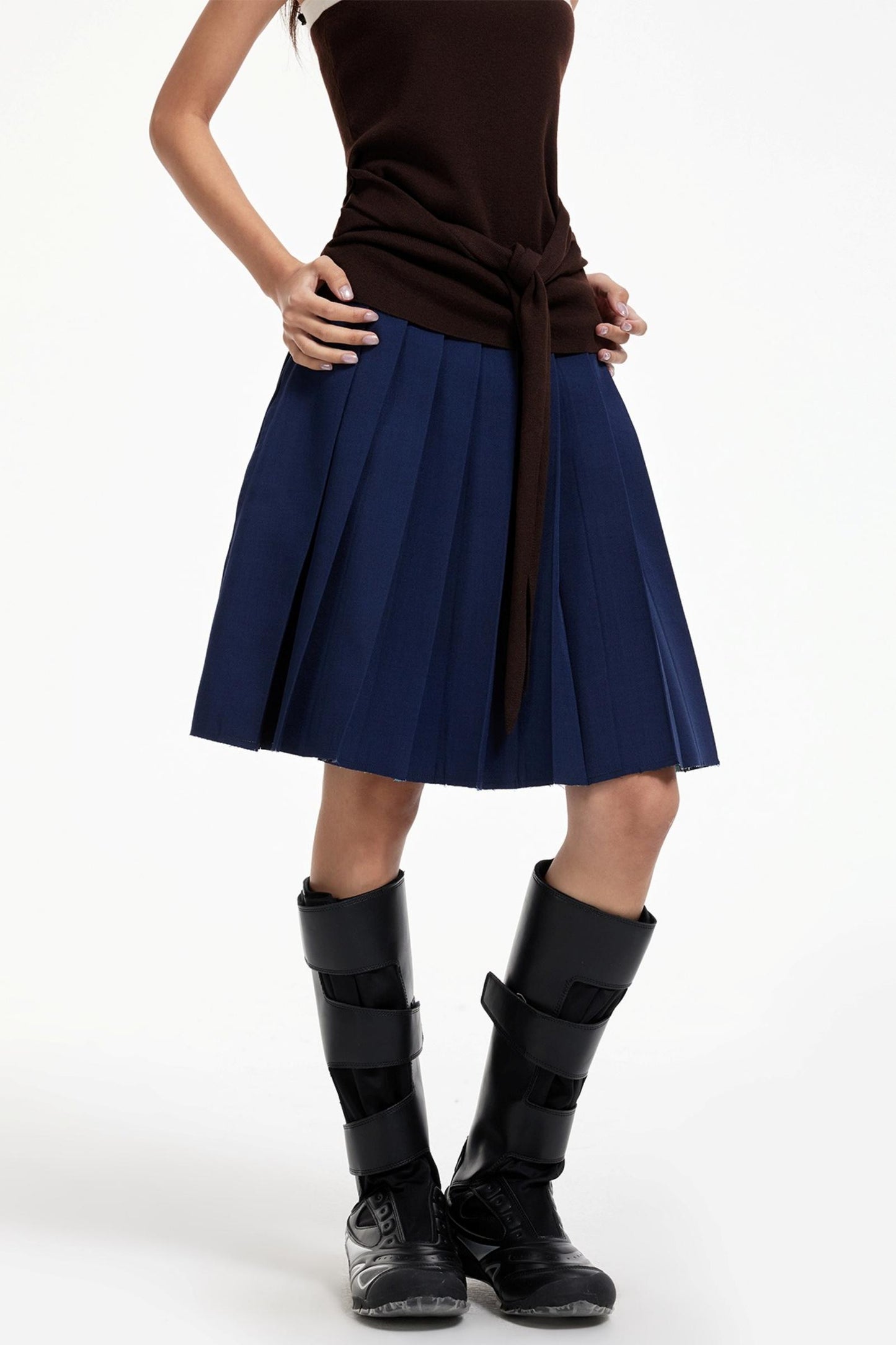 Pleated Mid-Length Skirt