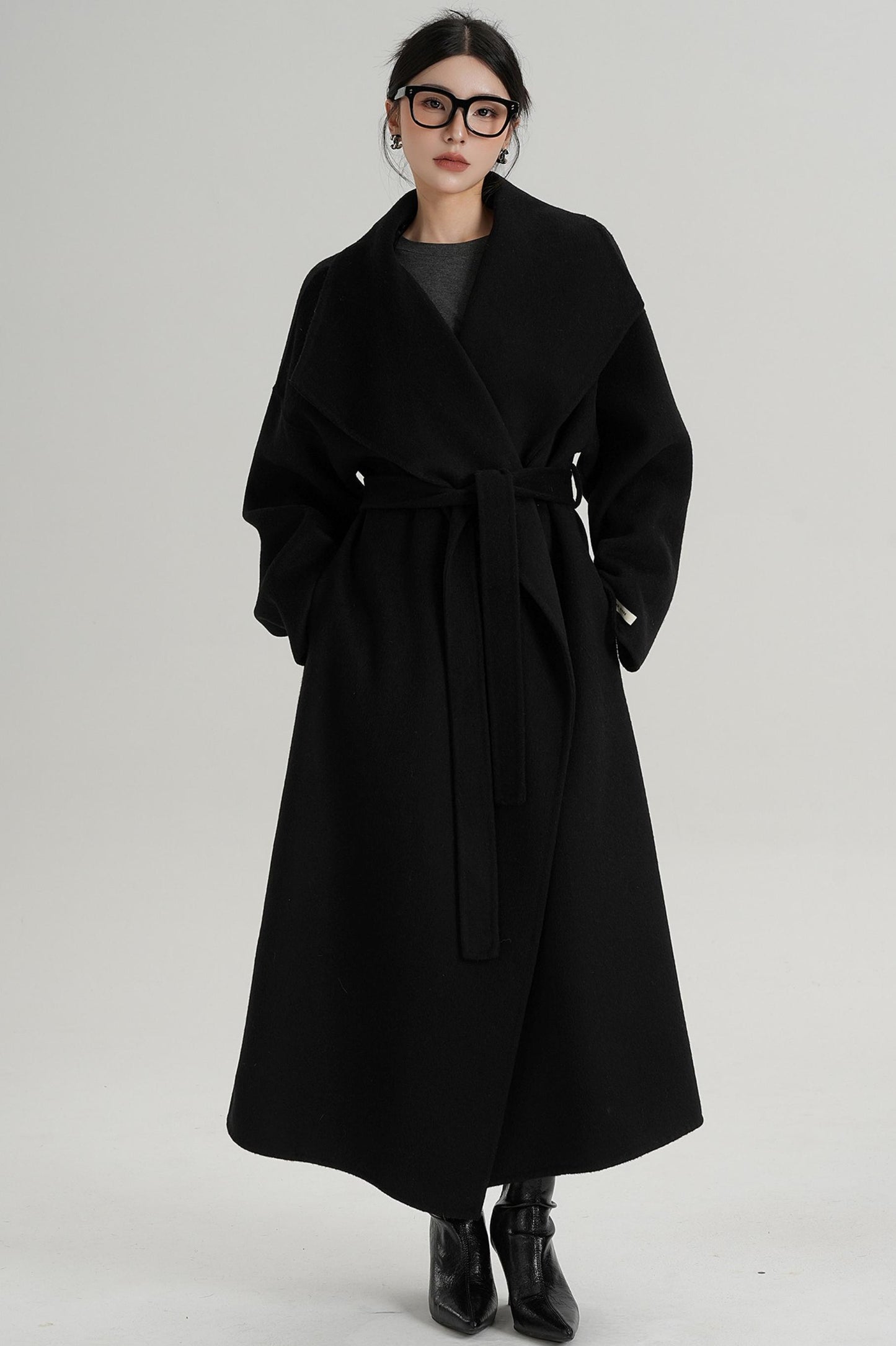 Large Lapel Long Wool Coat