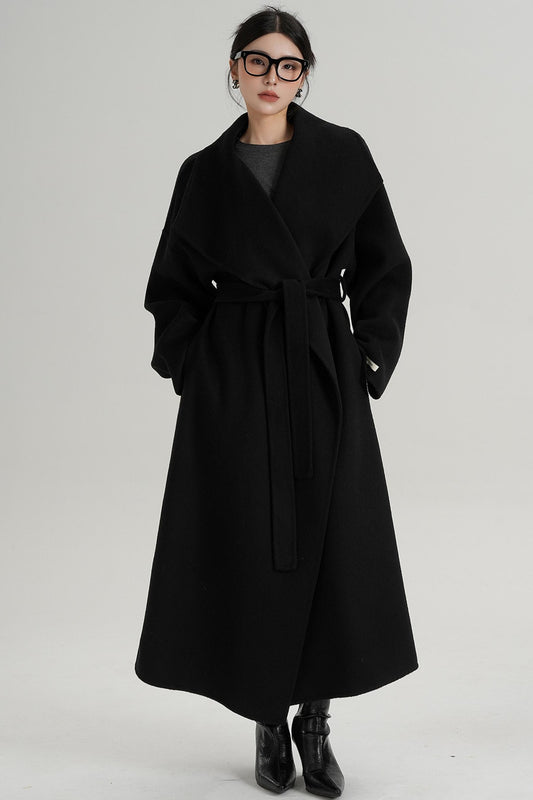 Large Lapel Long Wool Coat