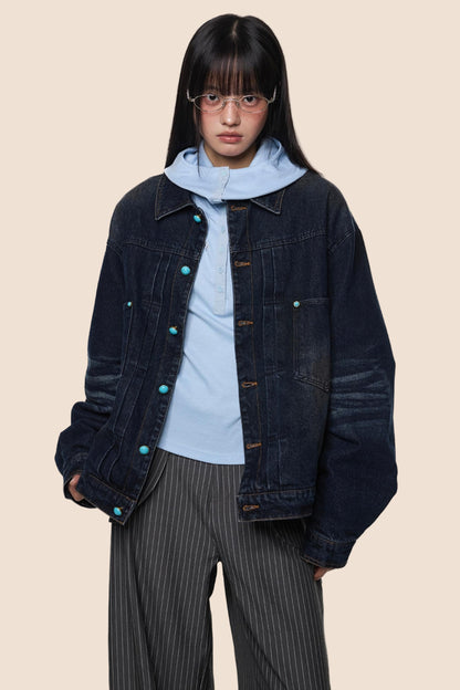 Washed Cargo Denim Jacket