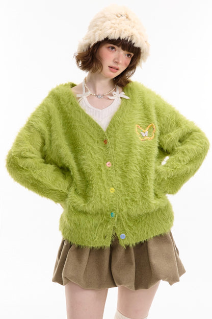 Lazy Butterfly Plush Cardigan