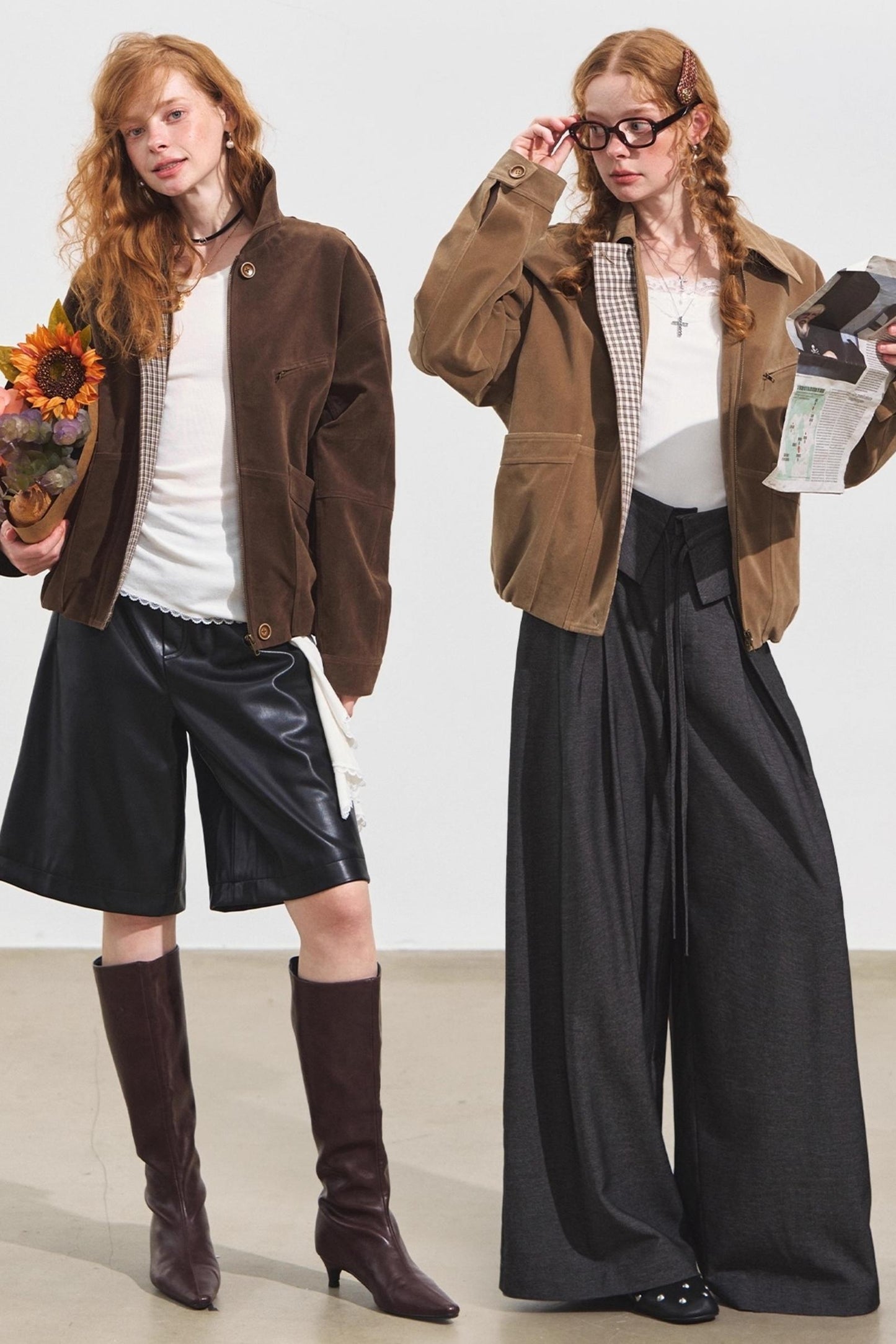 Lapel Suede Silhouette Jacket