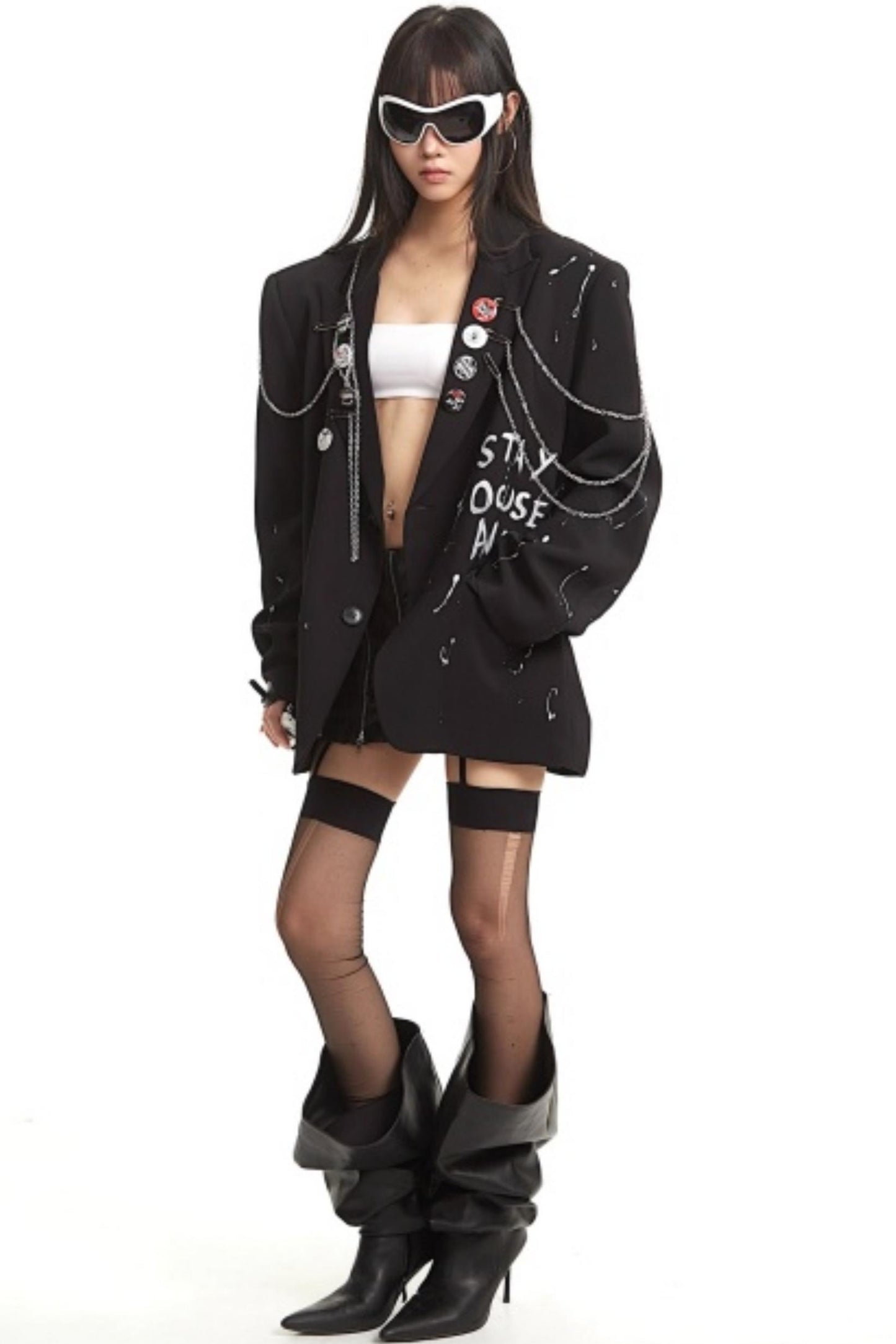 Gothic Print Chain Jacket