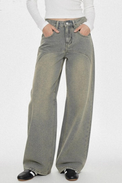 Retro Distressed Scimitar Jeans