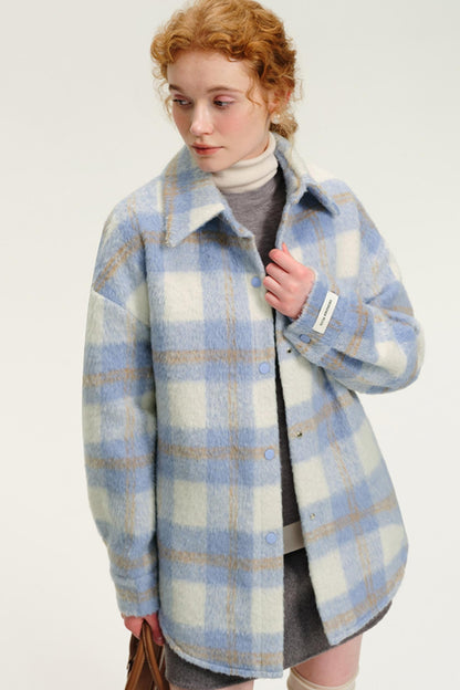 Blue Checked Wool Vintage Jacket