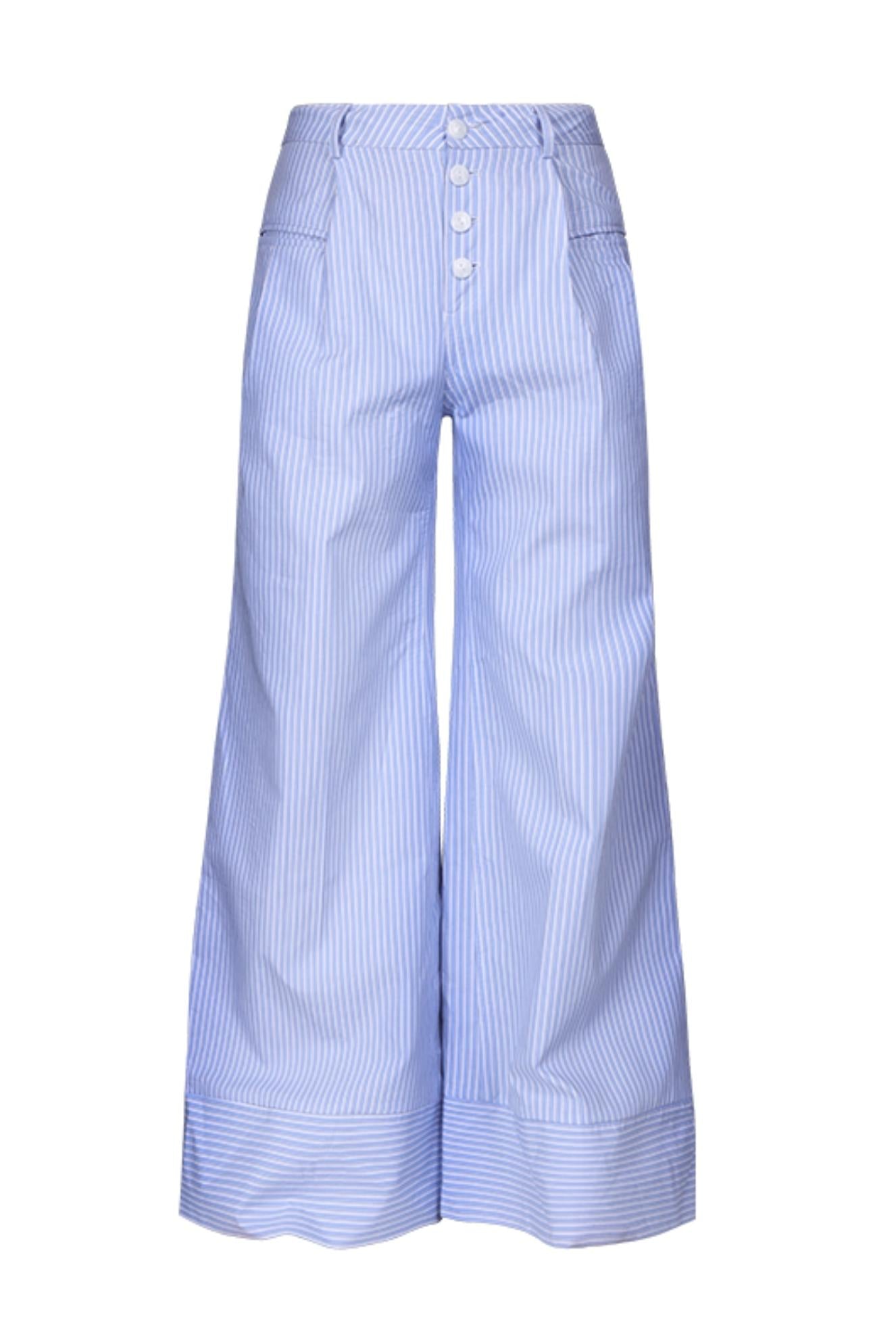 Loose Striped Wide-Leg Pants