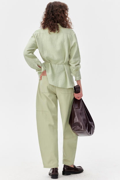 Mint Linen Shirt Pants Set-Up