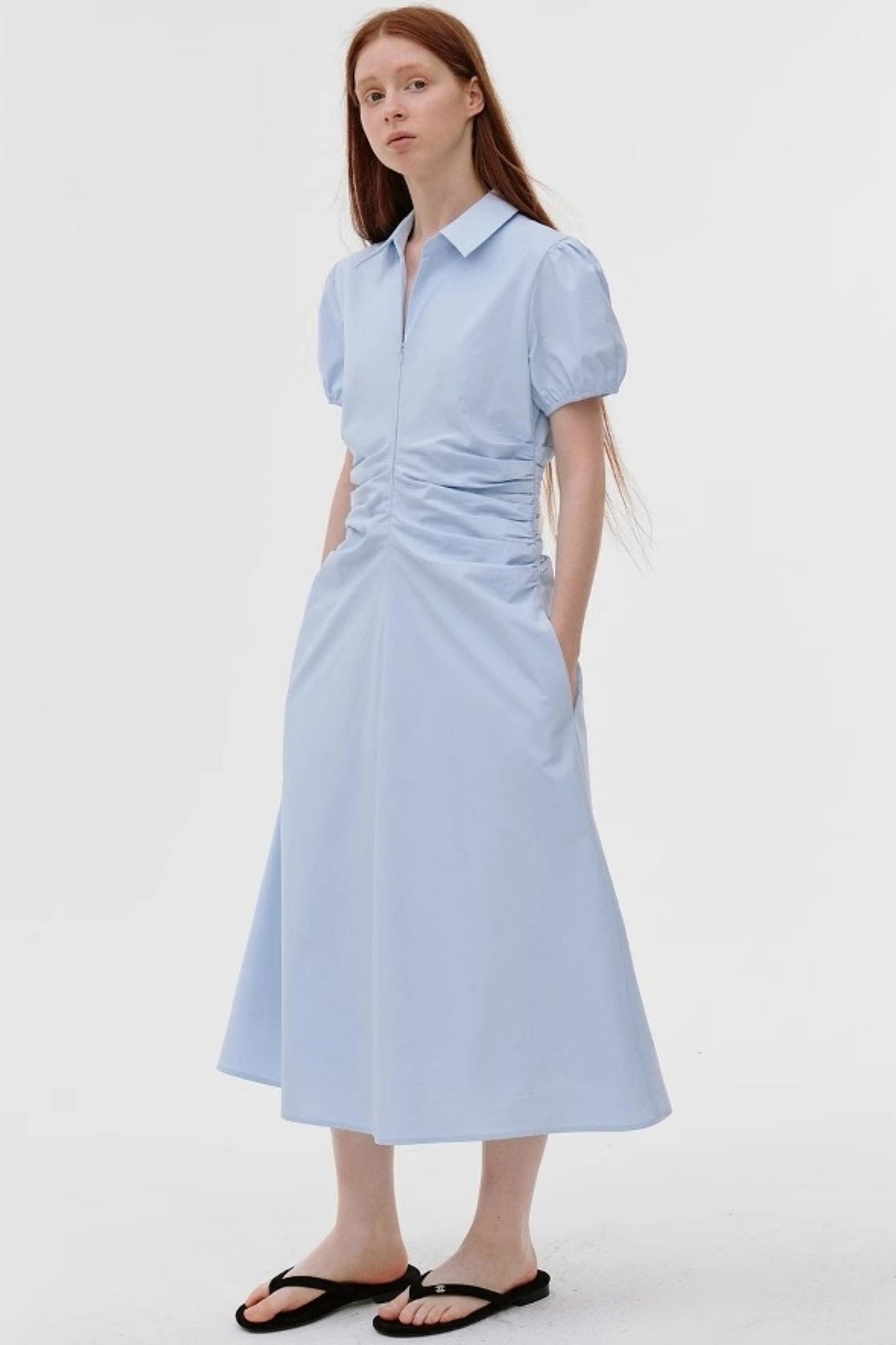 Summer Chic Pleated Bubble Sleeve Dress