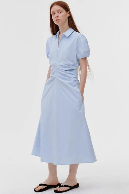 Summer Chic Pleated Bubble Sleeve Dress