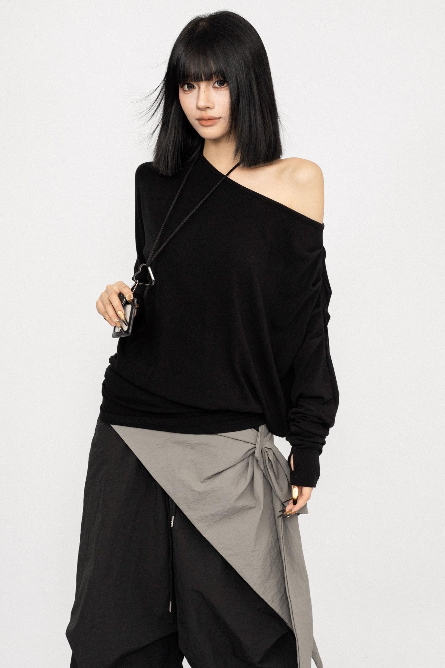 Autumn Black Shoulder Top