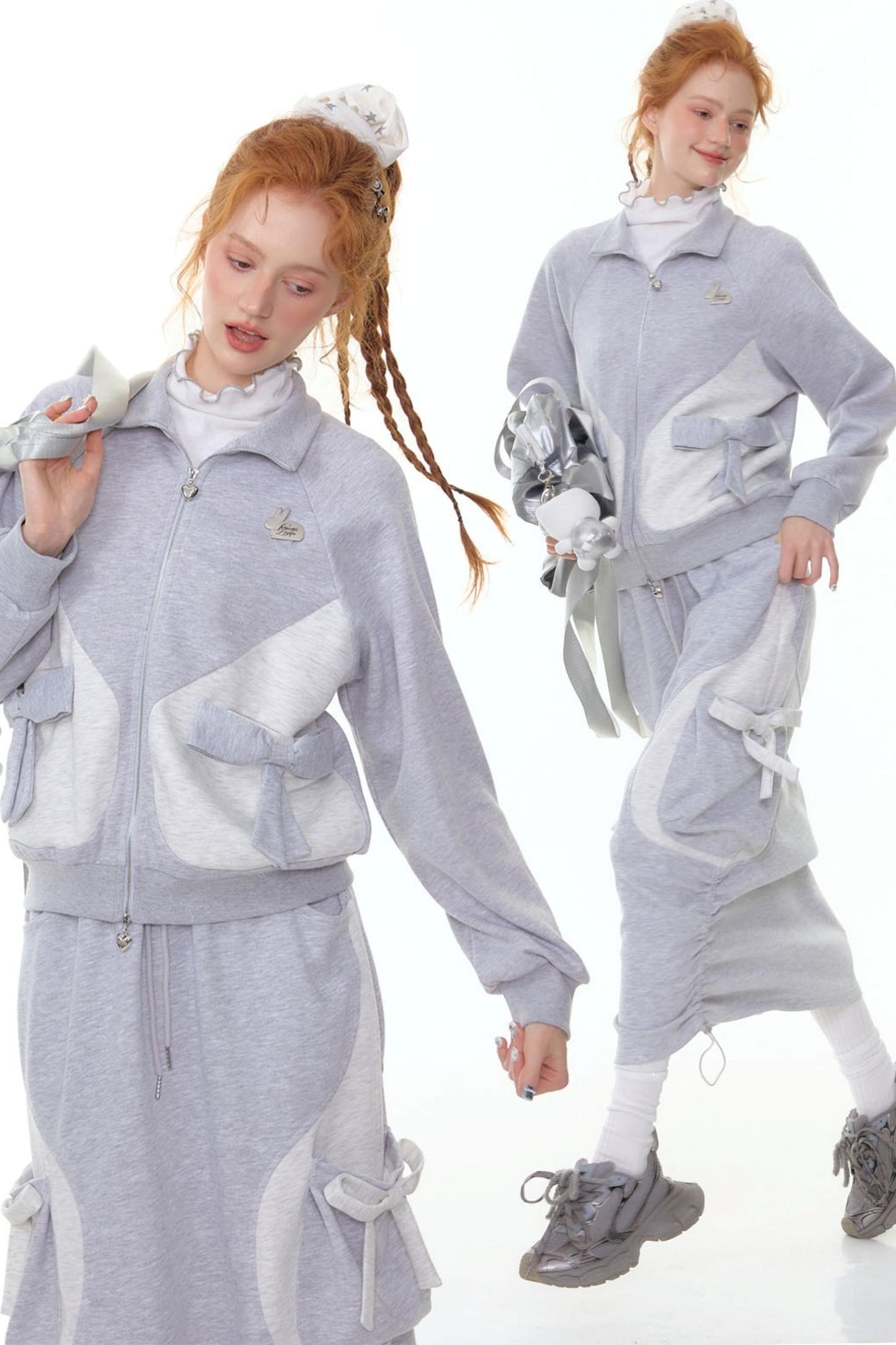 American Retro Bow Gray Sports Jacket