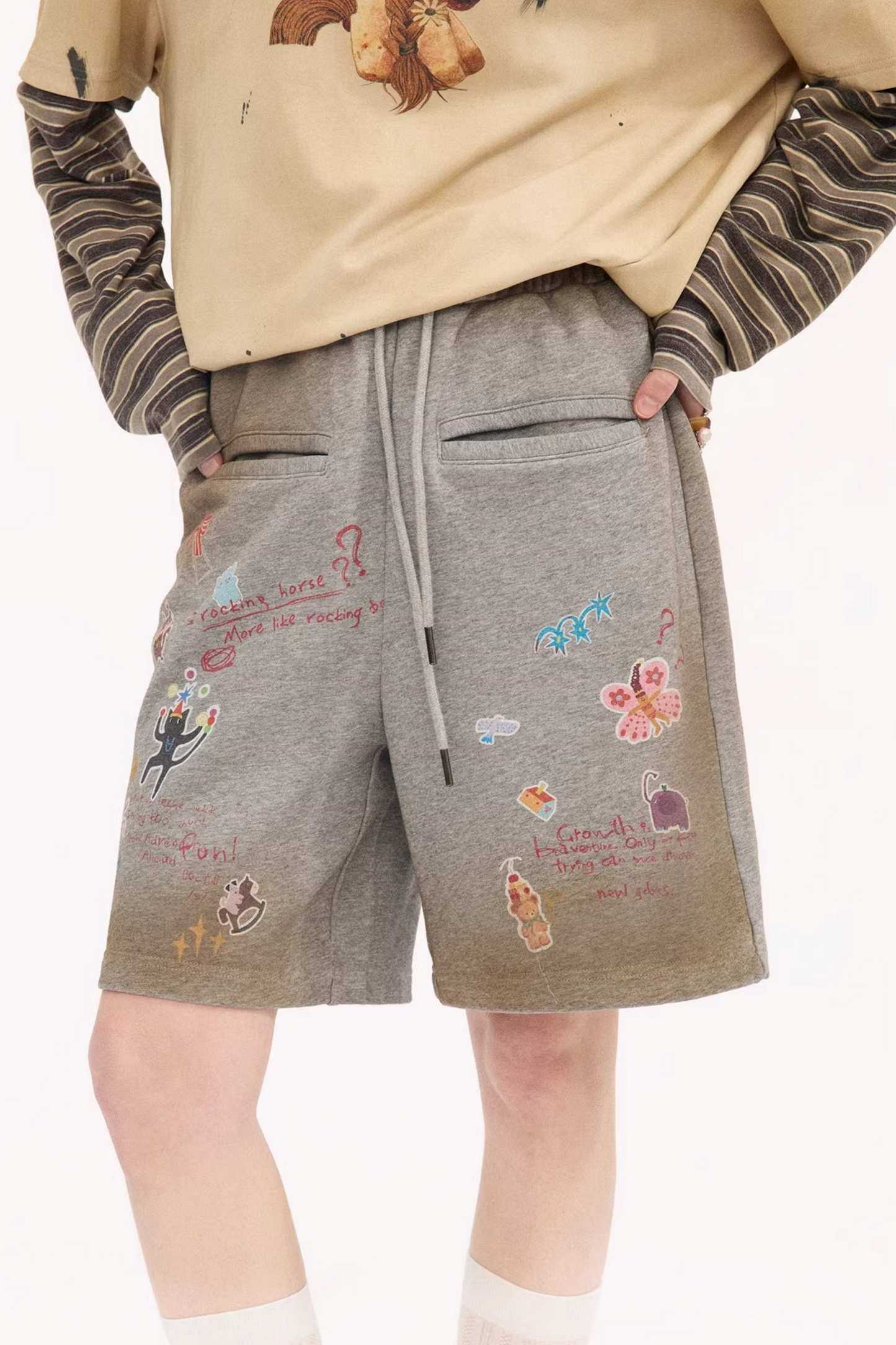 Cartoon Animal Distressed Pants