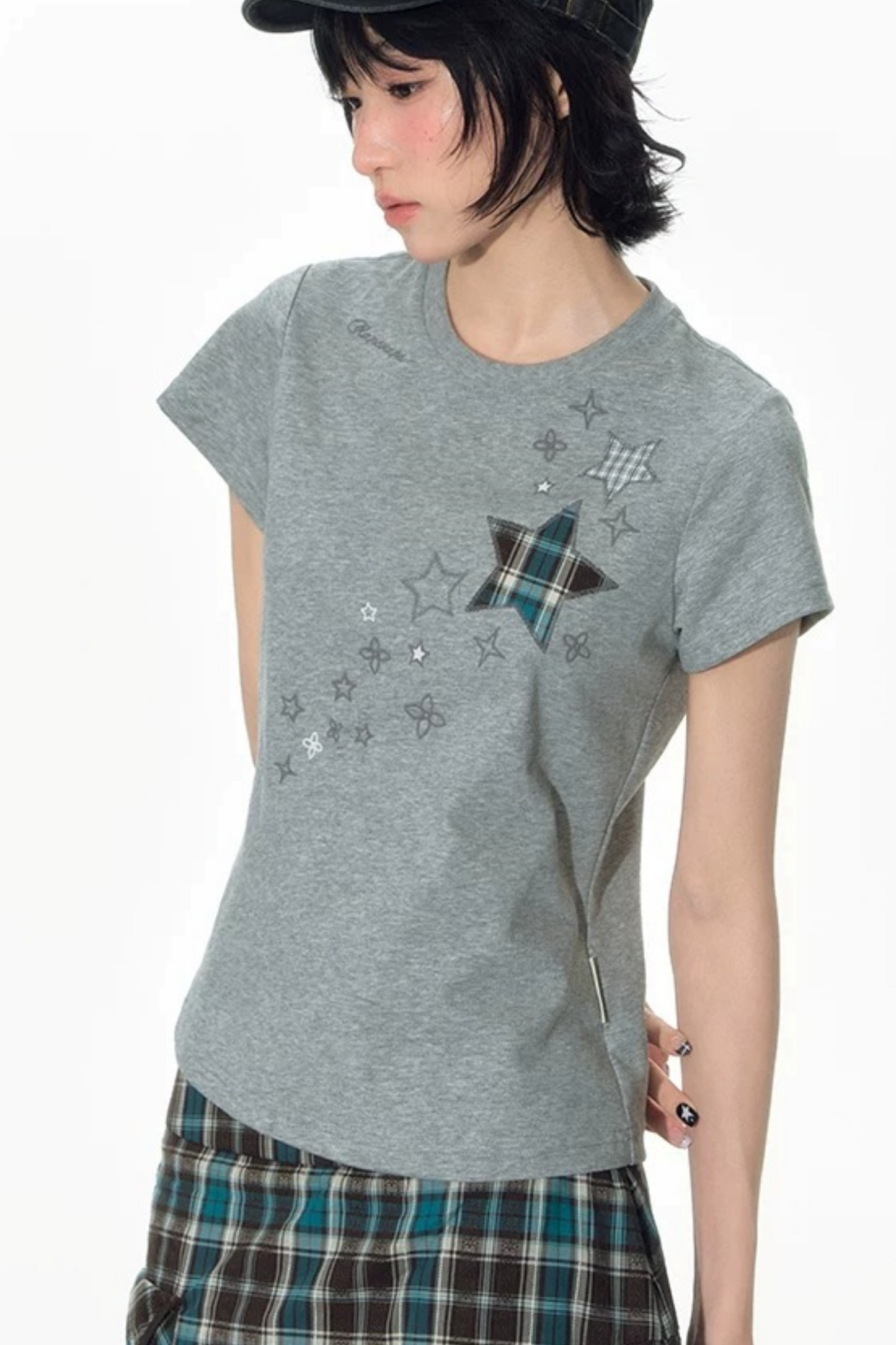 Star Patch Embroidered Short-Sleeve T-Shirt