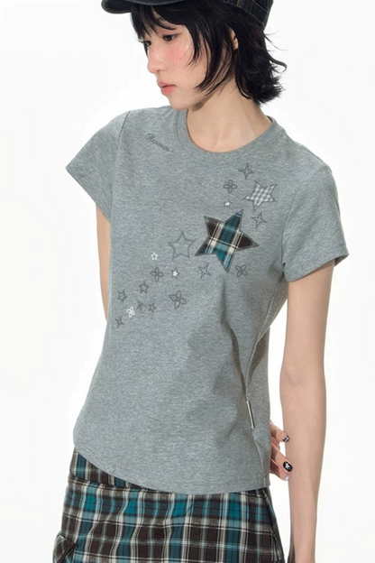 Star Patch Embroidered Short-Sleeve T-Shirt