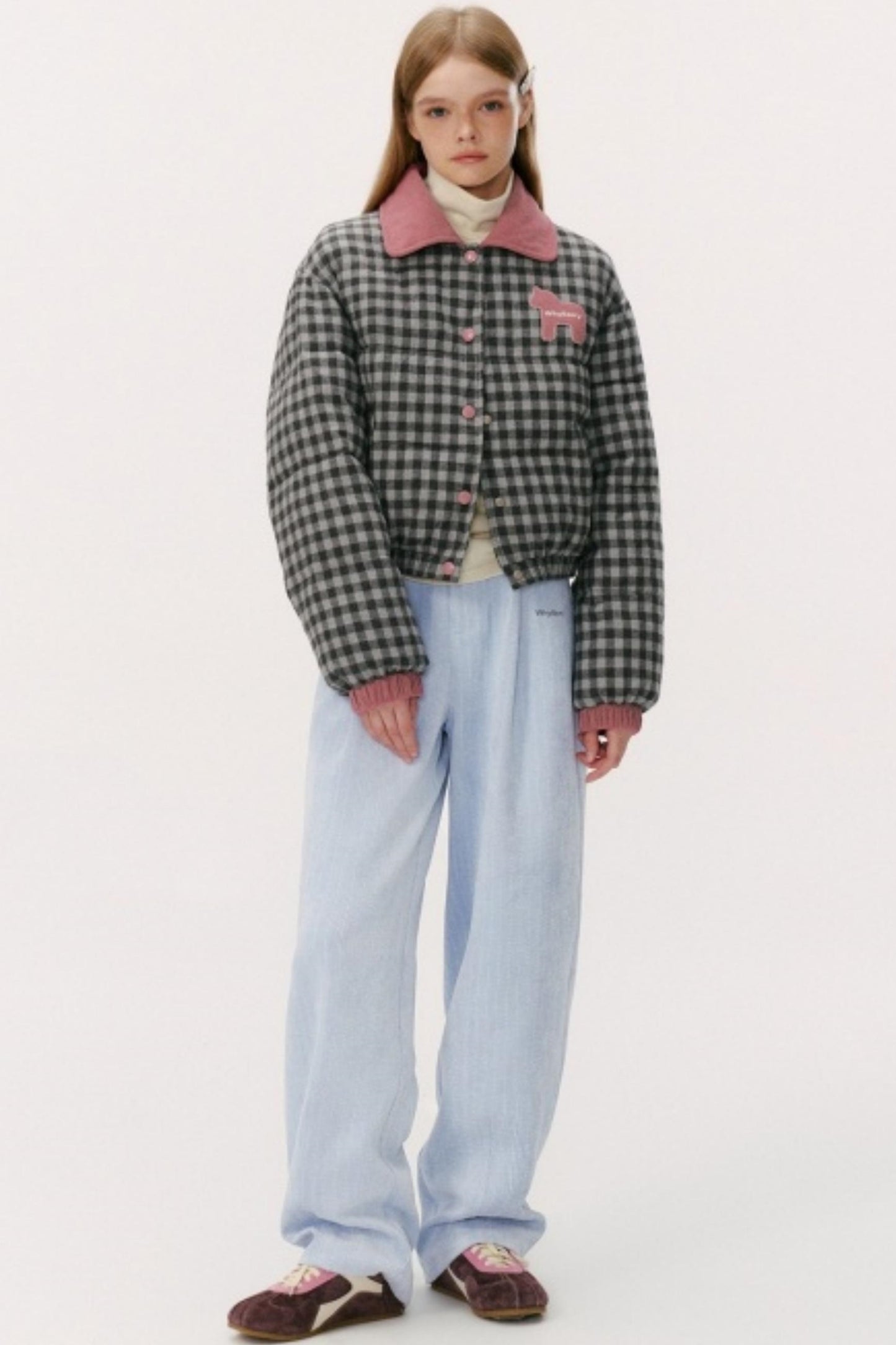 Contrast Plaid Bread Jacket