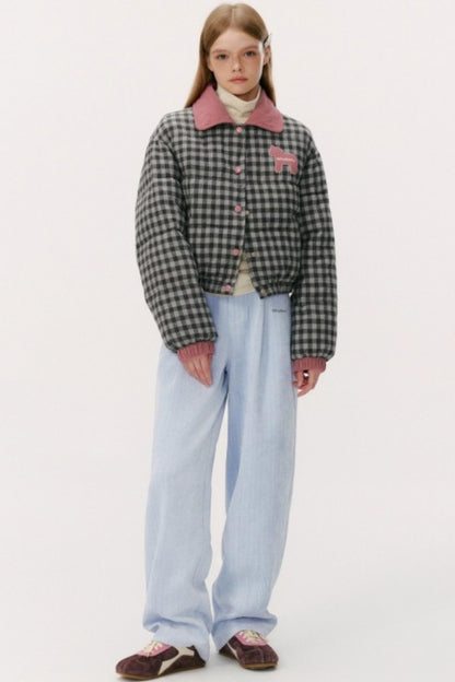 Contrast Plaid Bread Jacket