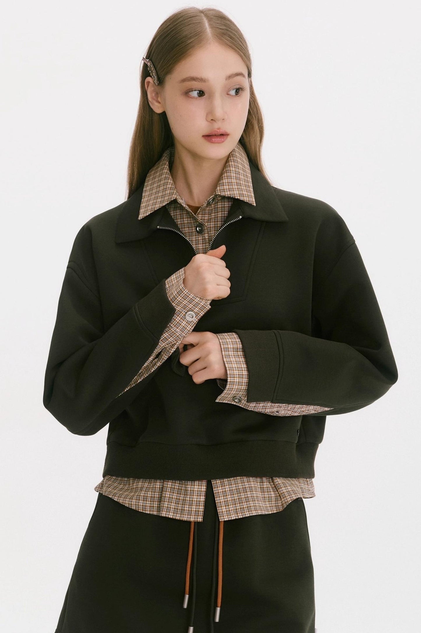 Layered Check Sweatshirt Set-Up