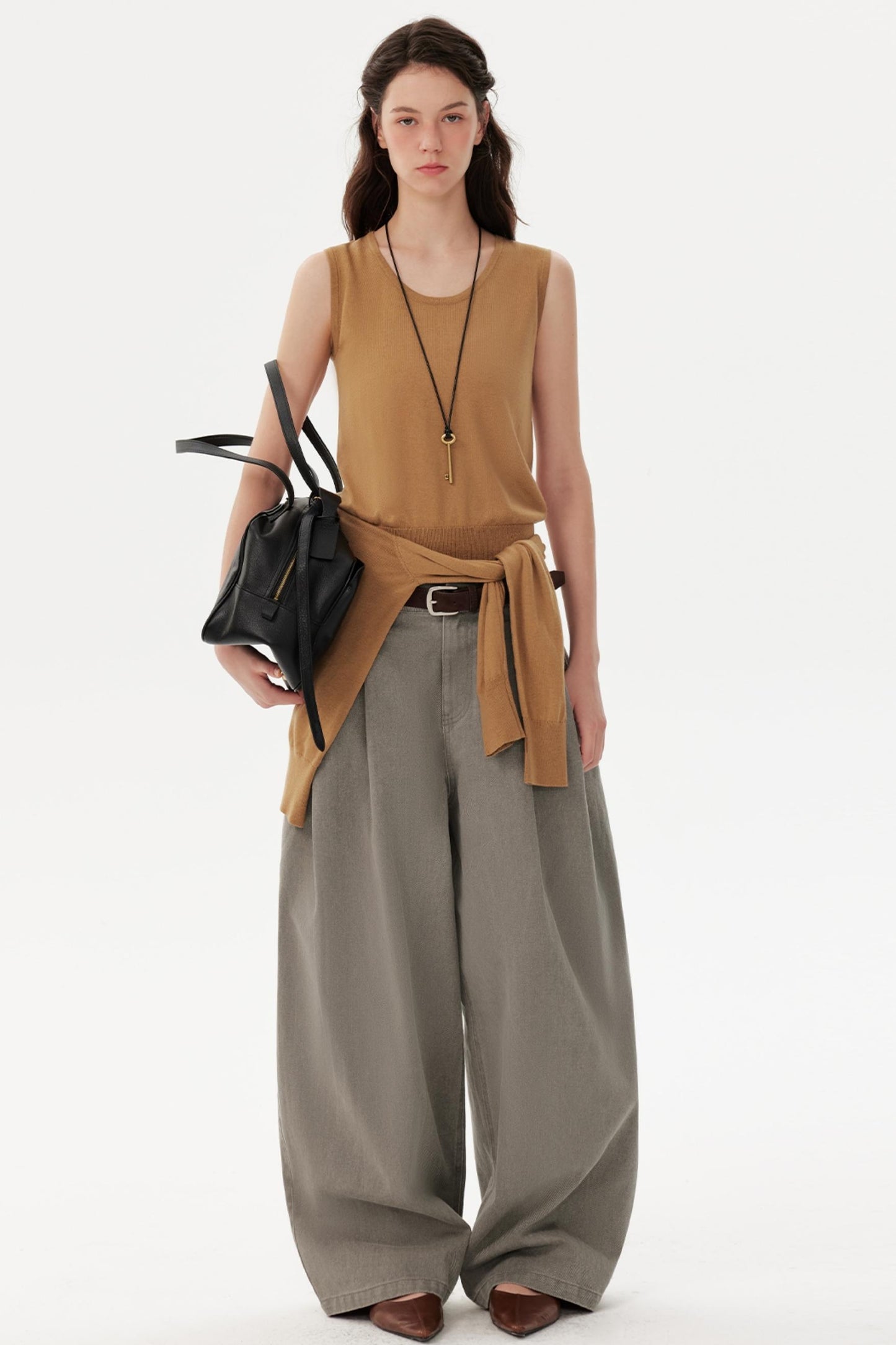 Retro Pure Cotton Pleated Pants