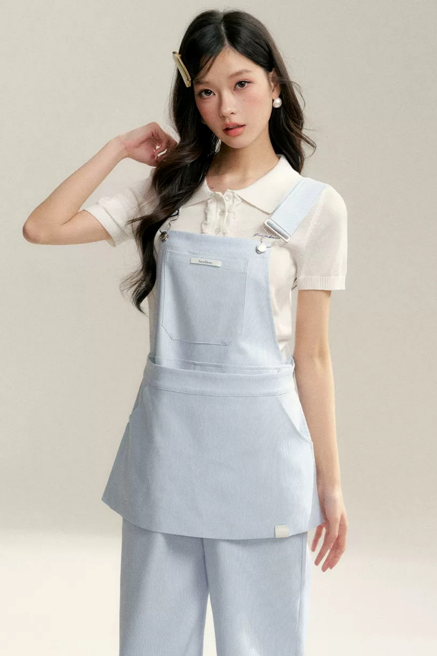 Striped Bib Jumpsuit Set