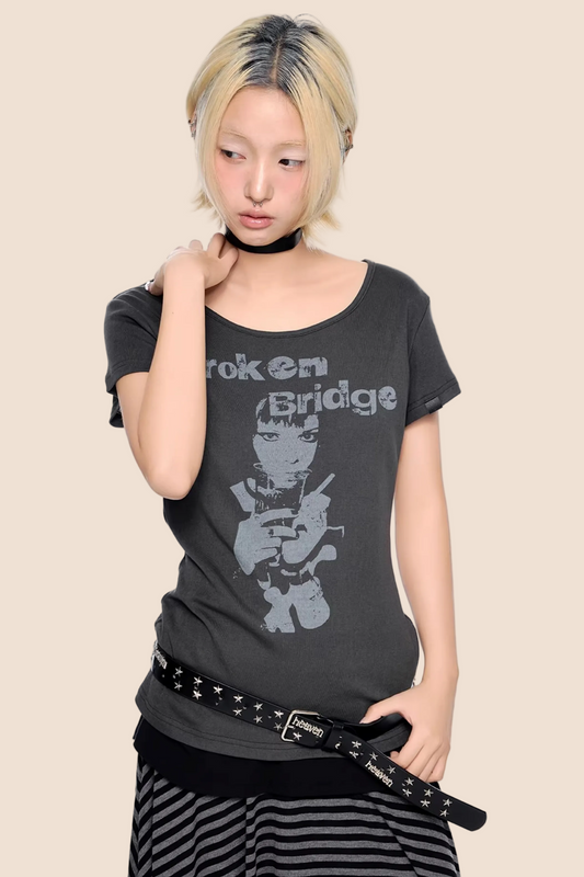 Letter Pattern Retro Top