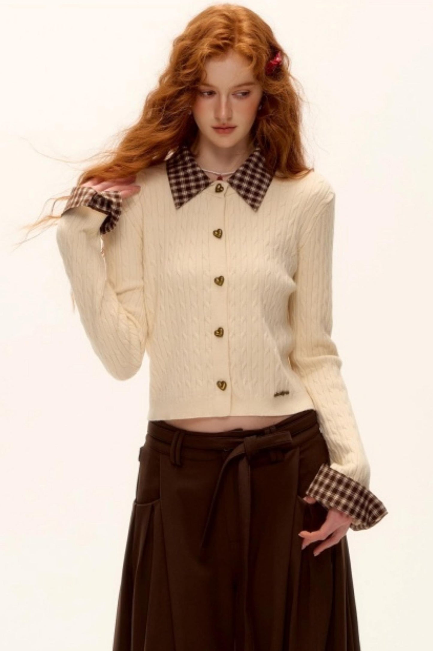 Wool Blend Plaid Knit Top