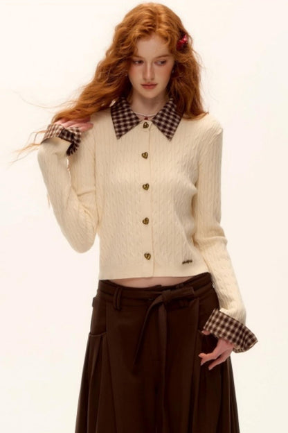 Wool Blend Plaid Knit Top