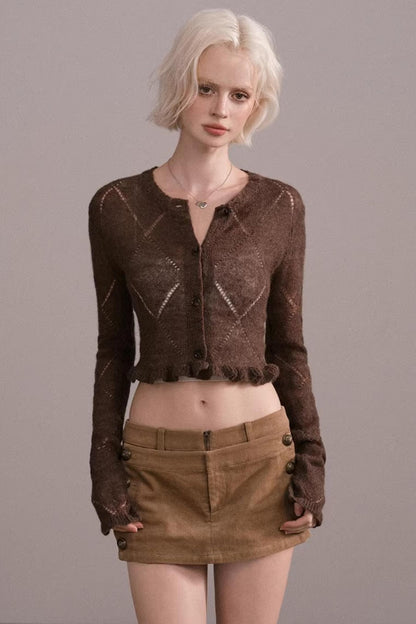 Coffee Argyle Knit Sweater